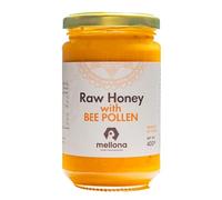 Mellona Raw Honey with Added Bee Pollen, Unheated, Unfiltered & Unprocessed, Natural & Creamy, Wildflower Golden Honey, 400g