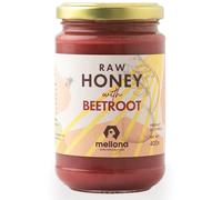 Mellona Raw Honey with Added Beetroot, Unheated, Unfiltered & Unprocessed, Natural & Creamy, Wildflower Golden Honey, 400g