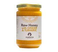 Mellona Raw Honey with Added Turmeric & Ginger, Unheated, Unfiltered & Unprocessed, Natural & Creamy, Wildflower Golden Honey, 400g
