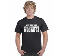 Mellor Design Why Have Abs When You Can Have Kebabs Unisex T-Shirt Funny Joke Hilarious Black