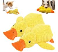 Mellow Dog Calming Duck, Yellow Calming Duck Dog Toy with Soft Squeaker (2PCS)