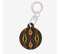 Mellow Orange Black Wave Print Round Acrylic Pet Tag, Dog Neck Pendant Tags for Pets Circular Dog Cat Collar Name Tags
