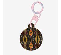 Mellow Orange Black Wave Print Round Acrylic Pet Tag, Dog Neck Pendant Tags for Pets Circular Dog Cat Collar Name Tags