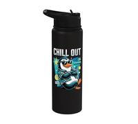 Mellow Penguin Tropical Shirt Retro Geometric Art Stainless Steel Insulated Water Bottle