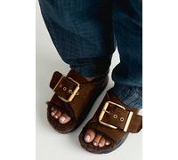 Mellow Shearling Slides by 4CCCCEES at Free People in Choco, Size: EU 36 - female