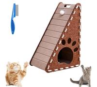 Mellowkin Cat Scratcher, 2025 New Triangular Vertical Integrated Scratching Board with Cat Bed, Wear-Resistant Non-Shedding Felt Cats Scratching Board for Indoor Cats (Khaki,Triangle)