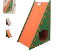 Mellowkin Cat Scratcher Felt, Triangular Vertical Integrated Scratching Board with Cat Bed, L Type Scratching Pads Durable Easy to Clean and No Mess (Orange,B)