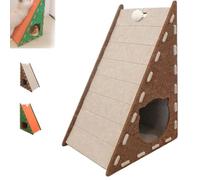 Mellowkin Cat Scratcher Felt, Triangular Vertical Integrated Scratching Board with Cat Bed, L Type Scratching Pads Durable Easy to Clean and No Mess (beige,B)