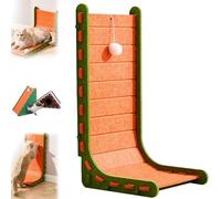 Mellowkin Cat Scratcher, Mellowkin Triangular Vertical Integrated Scratching Board with Cat Bed, Durable Easy to Clean and No Mess, Scratching Mat Playing Toy for Indoor (Green Orange L)