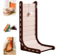 Mellowkin Cat Scratcher, Mellowkin Triangular Vertical Integrated Scratching Board with Cat Bed, Durable Easy to Clean and No Mess, Scratching Mat Playing Toy for Indoor (Brown Gray L)