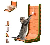 Mellowkin Cat Scratcher, Triangular Vertical Felt Cat Scratcher, L-Shaped Against The Wall Horizontal Cats Scratching Pads, Wear-Resistant Non-Shedding Climbing Mat (Green-Orange L)
