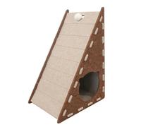 Mellowkin Cat Scratcher, Triangular Vertical Integrated Scratching Board With Cat Bed, Wear-Resistant Non-Shedding Felt Scratching Pad Against The Wall Climbing Mat (Beige Brown)