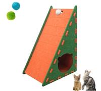 Mellowkin Cat Scratcher, Triangular Vertical Integrated Scratching Board With Cat Bed, Wear-Resistant Non-Shedding Felt Scratching Pad Against The Wall Climbing Mat (Orange Green)
