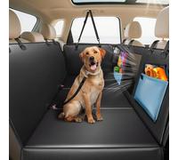 MellowMates Dog Car Seat Cover, Hard Bottom Dog Hammock for Car, Foldable Upgraded PU Leather Extender, Sturdy Waterproof Anti-Scratch Back Seat Cover for large Pets in Car, SUV&Truck, Black&Blue