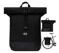 MellowMo 2-in-1 Bicycle Bags for Pannier Rack Women & Men Black - Bicycle Backpack & Pannier Rack Bag Rear (Laptop Compartment 16 Inches) - Buiness & Fashion with Roll Top Function - Water-Repellent