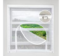 Mellroom Adjustable Window Screen Replacement kit DIY, White 200cm X 200cm with Zipper Opening held by Adhesive Hook&Loop Straps Easy to Open Window Keep Bug Mosquito Out fits Smaller Than 2mX2m