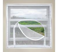 Mellroom Adjustable Window Screen Replacement, White 160X160cm(63"X 63") with Zipper Opening, Easy to Open Your Windows
