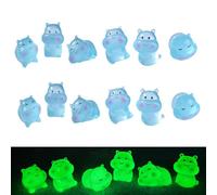 Mellshy 12 Pcs Luminous Mini Resin Hippopotamus Miniature Hippo Glow in The Dark Cute Tiny Animals Figurines for Crafts Doll House Garden Miniature Moss Landscape Home Cake Topper Decor