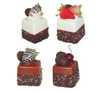 Mellsunny 4PCS Artificial Chocolate Fruit Cake Fake Cake Desserts Simulation Realistic Cake Food Model Photography Prop for Home Kitchen Party Display Decoration