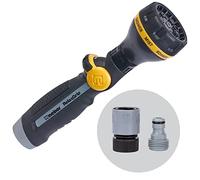 Melnor 65190AMZ RelaxGrip Flashlight 8 Pattern Nozzle w/Adpt Bundle, Black, Yellow