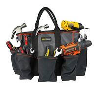 Melo Tough 14 Inch Supply Bag Open Top Tote Tool Bag Tool Organiser Bag with Shoulder Strap for Cleaner, Contractor, HVAC (Grey)
