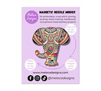 Meloca Designs Mandala Elephant Needle Minder - Magnetic Holder for Embroidery, Cross Stitch & Sewing - Enamel Elephant Design - Craft Gift for Stitchers & Quilters