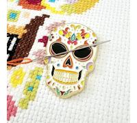 Meloca Designs Skull Candy Needle Minder - Strong Rare-Earth Magnetic Needle Holder for Cross Stitch, Embroidery & Quilting - Enamel Skull Stitching Accessory & Craft Gift