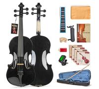 MeloCrest Prism Series 4/4 Purple Violin for Students - Stylish Gloss Finish, Ebony Parts, Complete Outfit with Tuner, Shoulder Pad, Extra Strings - Great Gift for Beginners (Black)