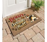 MELODADDY Funny Welcome Doormat for Indoor Outdoor Entrance - 30"x18" Ultra Thin Non-Slip Rubber Backing Patio Porch Rugs (Beware of the Wiggle Butt Cute Dogs Lover)