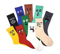 Meloday 10 PACK Crazy Funny Emotion Crew Socks Soft Cotton - 10 different fun designs and color per pack, Punky, 4-9 UK