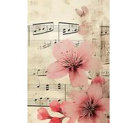 Melodic Cherry Blossom notebook: A5 Ruled pages with left-hand margins_200 pages_pretty, beautiful and musical cover design with musical notes and Cherry Blossoms