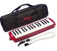 Stagg Melodica 32 Keys, Pianica, 2 Mouthpieces Included with Carry Bag, Red