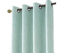 Melodieux 1 Panel Cotton Blend Room Darkening Curtain Blackout Eyelet Thermal Insulated Window Drapes for Livingroom, Bedroom (Blue, 55 x 96 Inch Drop)