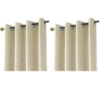 Melodieux 1 Panel Eyelet Grommet Curtains - Cotton Blend Room Darkening Curtain with Tiebacks, Blackout Thermal Insulated Window Drapes for Nursery, Bedroom, Living Room (Beige, 66 x 72 Inch Drop)
