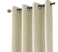 Melodieux 1 Panel Eyelet Grommet Curtains - Cotton Blend Room Darkening Curtain with Tiebacks, Blackout Thermal Insulated Window Drapes for Nursery, Bedroom, Living Room (Beige, 46 x 90 Inch Drop)