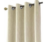 Melodieux 1 Panel Eyelet Grommet Curtains - Cotton Blend Room Darkening Curtain with Tiebacks, Blackout Thermal Insulated Window Drapes for Nursery, Bedroom, Living Room (Beige, 55 x 96 Inch Drop)