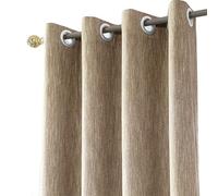 Melodieux 1 Panel Window Curtains with Tie Backs - Semi Blackout Cotton Blend Curtains, Eyelet Thermal Insulated Door Curtain, Linen Look, Lightweight Drapes for Livingroom, Bedroom (46 x 54 Inch)