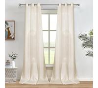 Melodieux 2 Panel Voile Sheer Curtains - Semi Sheer Privacy Protects Panels, Rod Pocket Design for Bedroom, Living Room, Window (Beige, 55 x 54 inch drop)