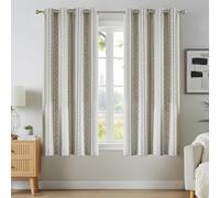 Melodieux 80% Blackout Boho Curtains 63 Inch Length for Bedroom, Living Room Darkening Geometric Bohemian Patterned Curtains, Thermal Insulated Cotton Window Drapes Grommet 2 Panels, Black