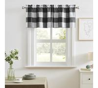 Melodieux Black and White Buffalo Check Plaid Valances for Kitchen Bedroom Small Windows, Farmhouse Checkered Blackout Rod Pocket Valance Curtains for Living Room, 50 x 18 Inch, 1 Panel