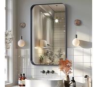 Melodieux Black Bathroom Vanity Mirror for Wall, 50x75 cm Metal Framed Rectangle Wall Decorative Mirror for Bedroom Living Room Entryway Horizontally or Vertically