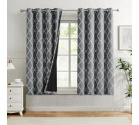 Melodieux Blackout Moroccan Curtains 63 Inch Length for Bedroom Living Room, Thermal Insulated 100% Light Blocking Lined Drapes, Privacy Grommet Window Treatment 2 Panels, 52" W x 63" L, Gray