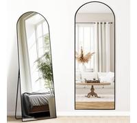 Melodieux Bogen Full Length Mirror 161 x 52 cm Large Freestanding Black Aluminium Frame Dressing Wall Mounted Mirror for Living Room Bedroom