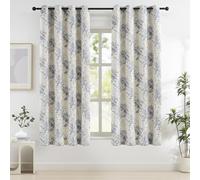 Melodieux Botanical Floral Blackout Curtains 72 Inch Drop for Bedroom Living Room Thermal Insulated Vintage Country Style Rustic Cotton Eyelet Curtains 52"