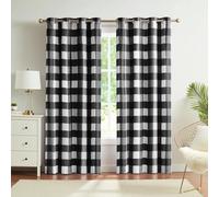Melodieux Buffalo Check Plaid Blackout Curtains 54 Inches Long for Bedroom, Living Room Thermal Insulated Room Darkening Grommet Drapes, Black, 50 x 54 Inch, 2 Panels
