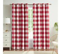 Melodieux Buffalo Check Plaid Blackout Curtains 72 Inches Long for Bedroom, Living Room Thermal Insulated Room Darkening Grommet Drapes, Red, 50 x 72 Inch, 2 Panels