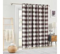 Melodieux Buffalo Check Plaid Patio Door Curtain 84 Inches Long, Thermal Insulated Extra Wide Blackout Curtains for Sliding Glass Doors Living Room Divider Drape, Brown, 100 x 84 Inch, 1 Panel
