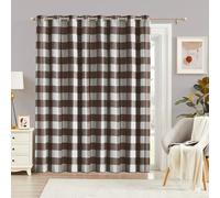 Melodieux Buffalo Check Plaid Sliding Door Curtains 96 Inches Long, Extra Wide Blackout Curtains Thermal Insulated Living Room Divider Patio Door Drape Grommet, Brown, 100 x 96 Inch, 1 Panel