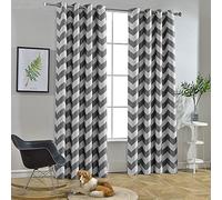 Melodieux Chevron Room Darkening Blackout Grommet Top Curtains, 52 by 84 Inch, Grey (1 Panel)