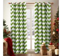 Melodieux Chevron Room Darkening Blackout Grommet Top Curtains, 52 by 96 Inch, Green (1 Panel)